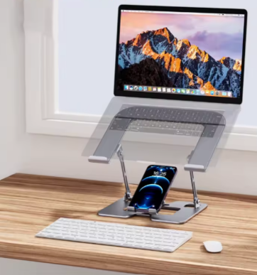 Verstelbare Laptopstandaard – Grijs & Compact