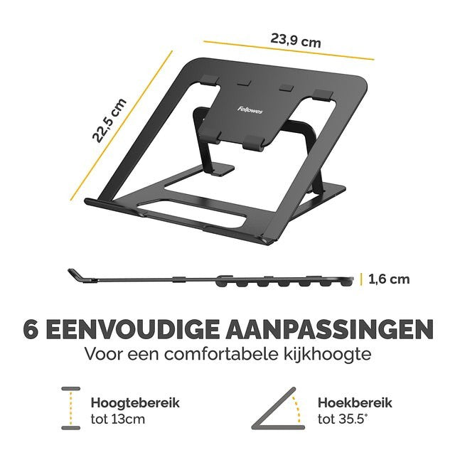 Laptopstandaard Fellowes Alumia zwart