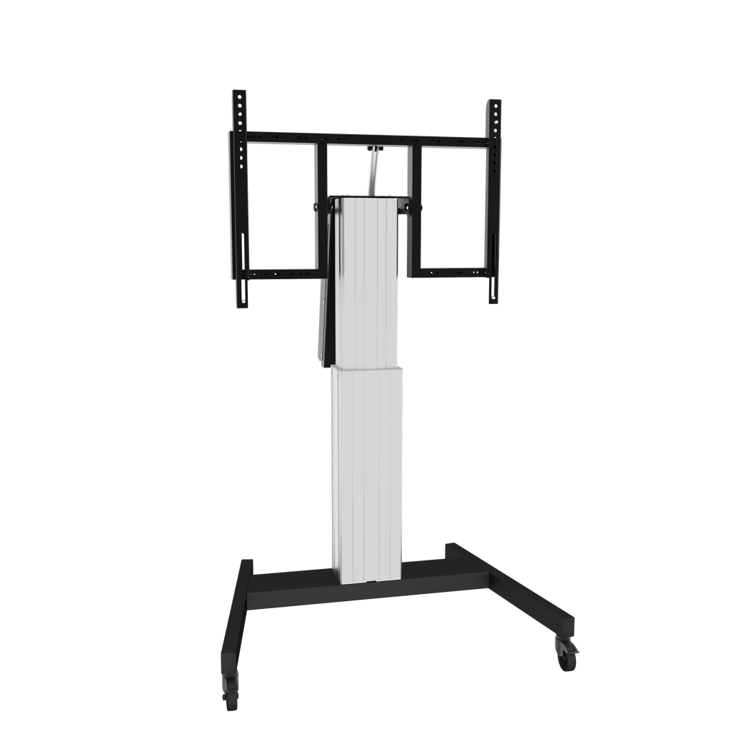 Elektrisch in hoogte verstelbare en kantelbare tv-trolley, verrijdbare monitorstandaard, 50 cm slag