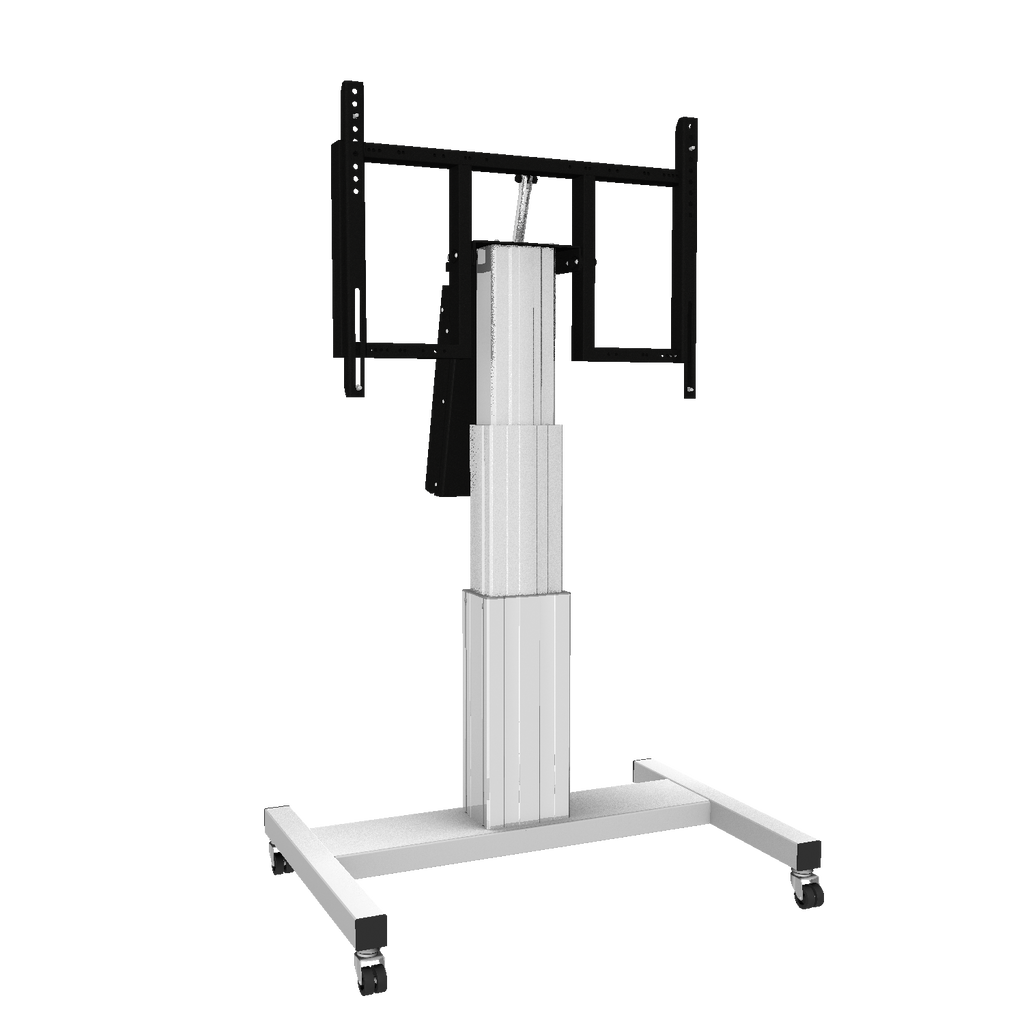 Elektrisch in hoogte verstelbare en kantelbare tv-trolley, verrijdbare monitorstandaard, 70 cm slag