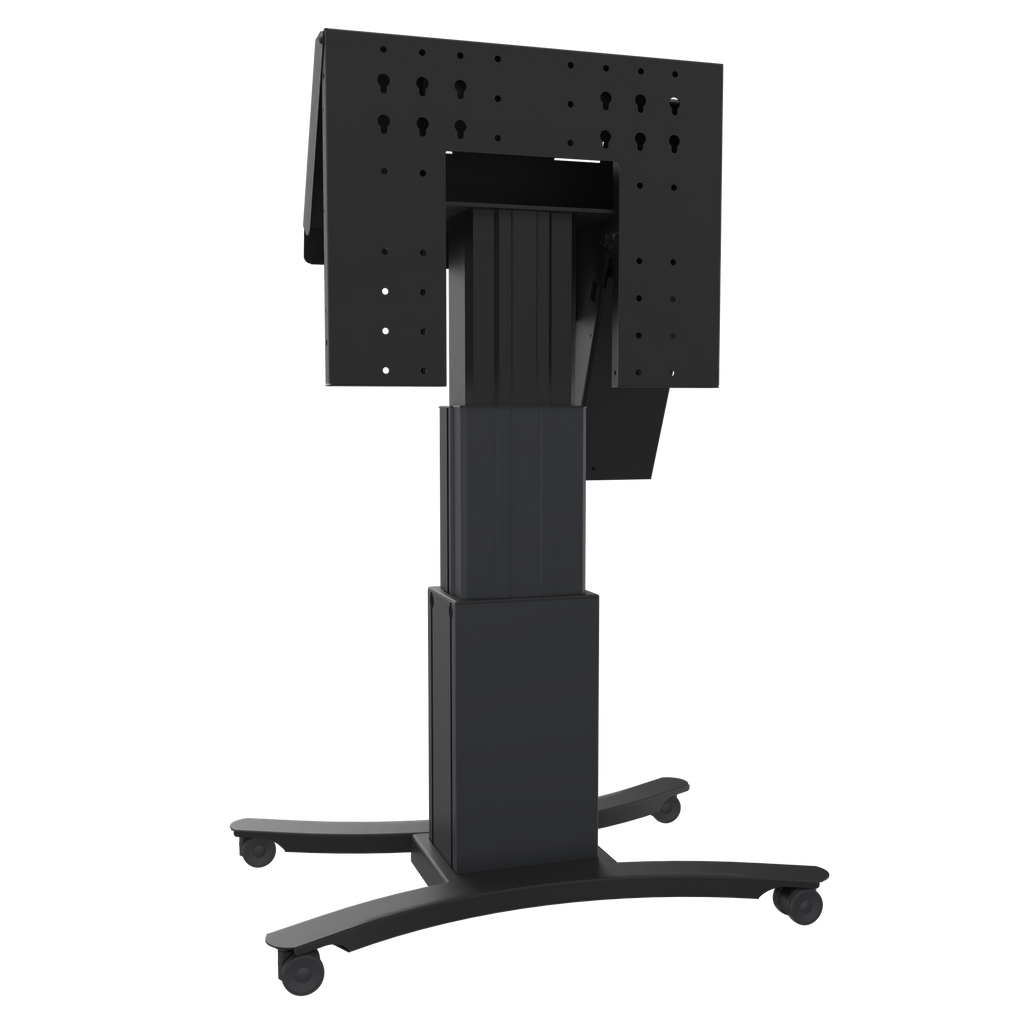 Elektrisch in hoogte verstelbare en kantelbare tv-trolley, verrijdbare monitorstandaard, 50 cm slag