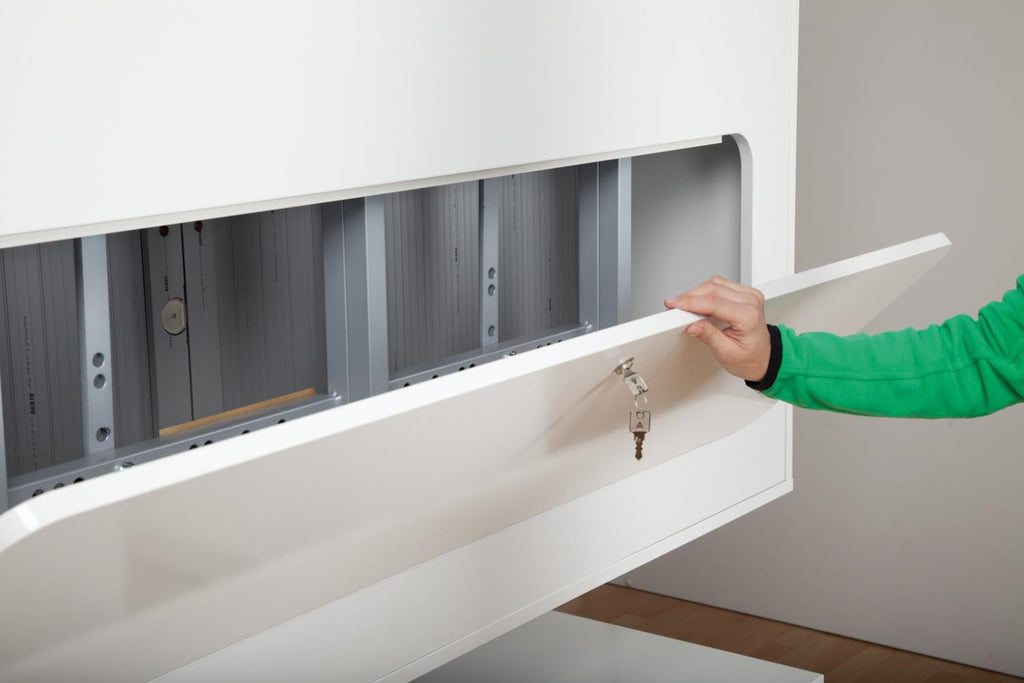 Elektrisch in hoogte verstelbare verrijdbare TV rolgordijnkast voor 60 tot 65 inch monitoren