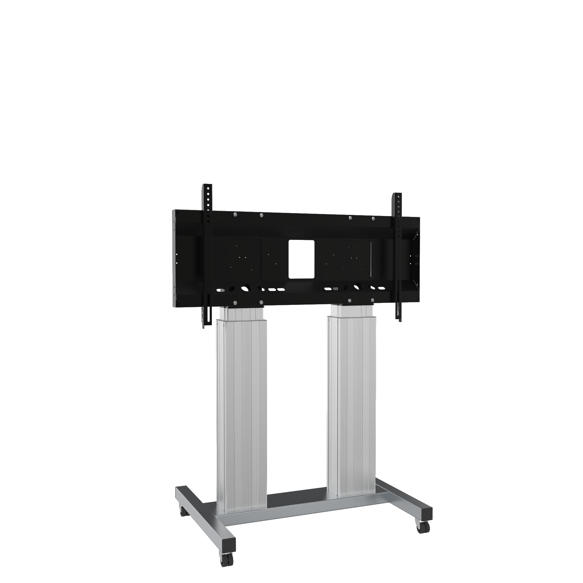 Elektrisch in hoogte verstelbare heavy duty XL tv-trolley, verrijdbaar monitorstatief met 50 cm slag