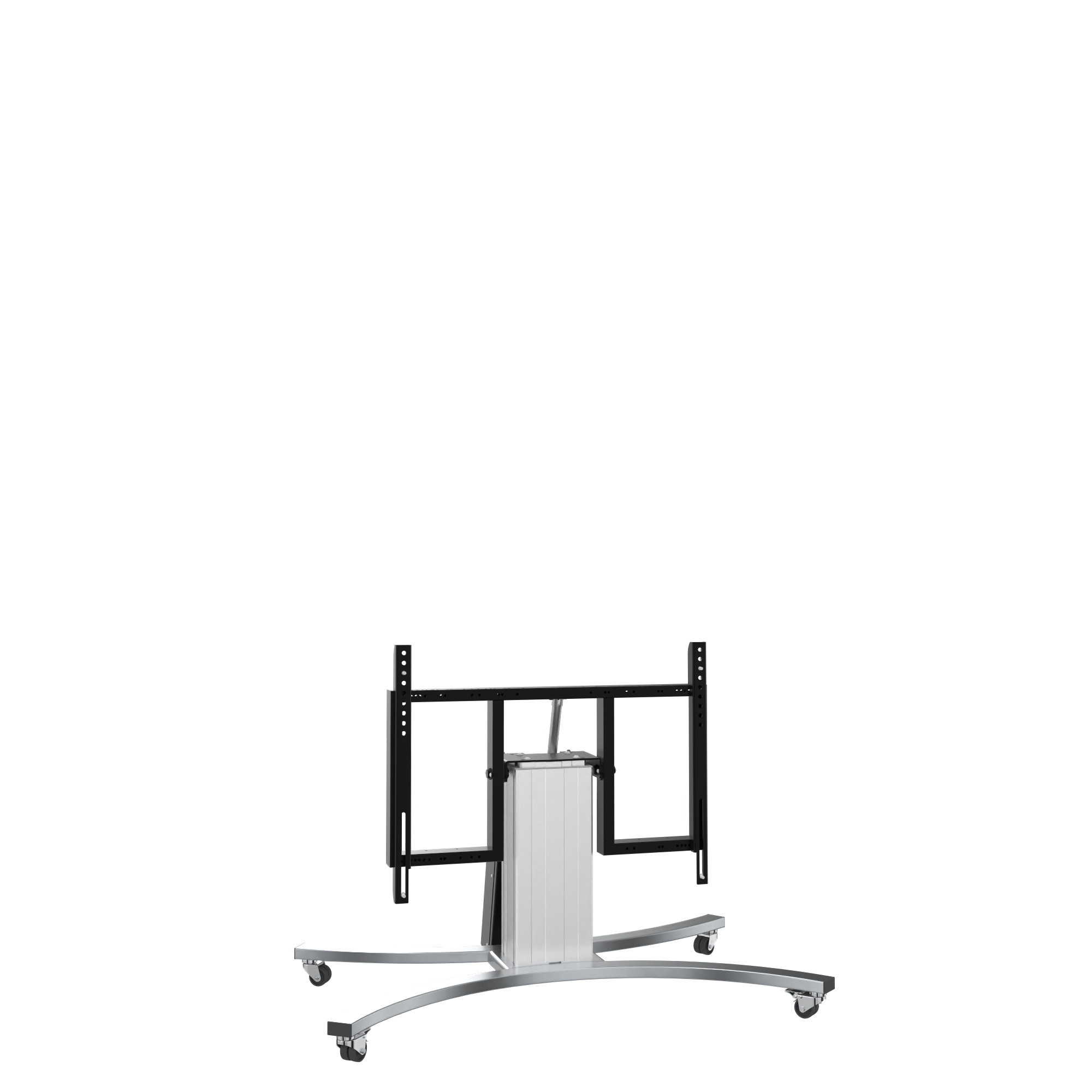 Elektrisch in hoogte verstelbare en kantelbare tv-trolley, verrijdbare monitorstandaard, slag 28 cm