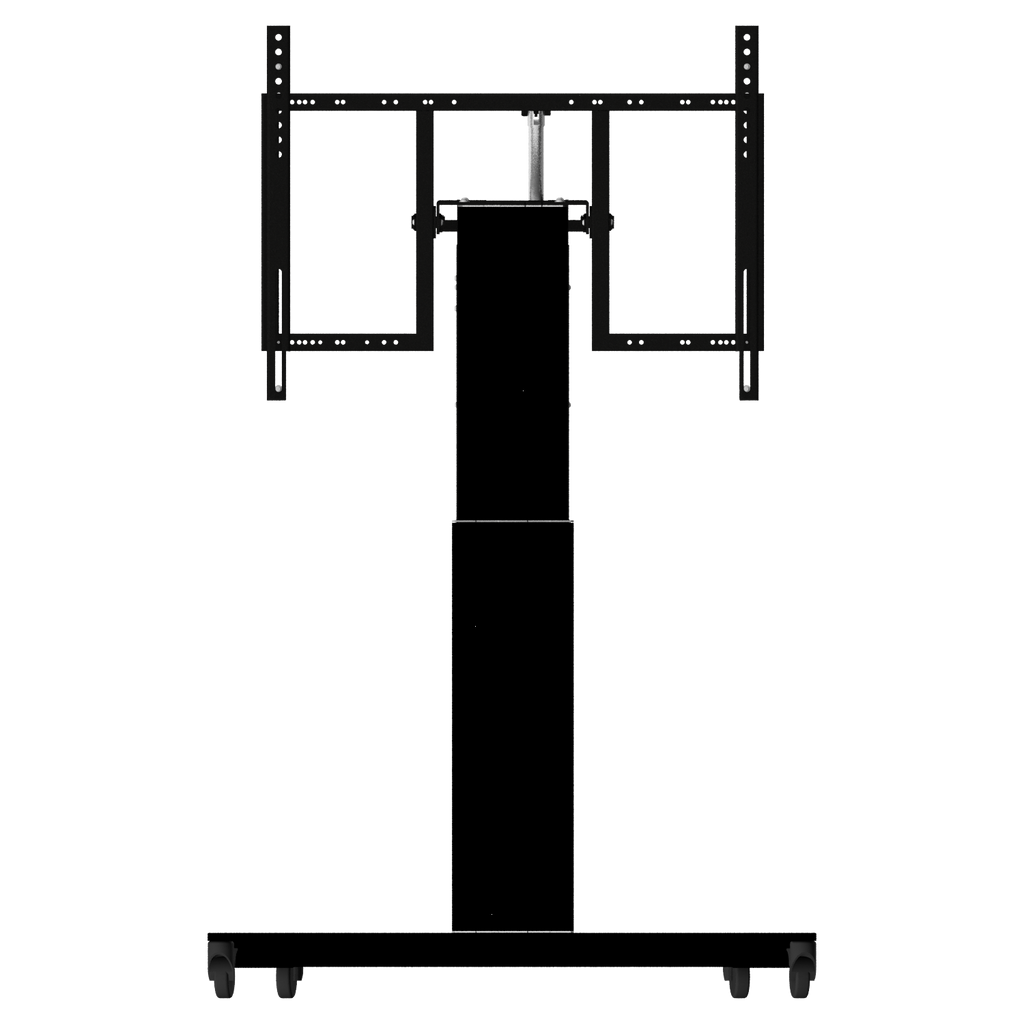 Elektrisch in hoogte verstelbare en kantelbare tv-trolley, verrijdbare monitorstandaard, 50 cm slag