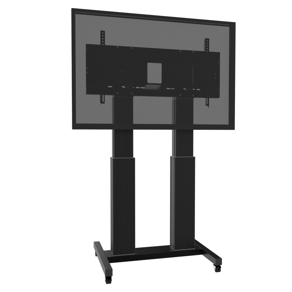 Elektrisch in hoogte verstelbare heavy duty XL tv-trolley, verrijdbaar monitorstatief met 50 cm slag