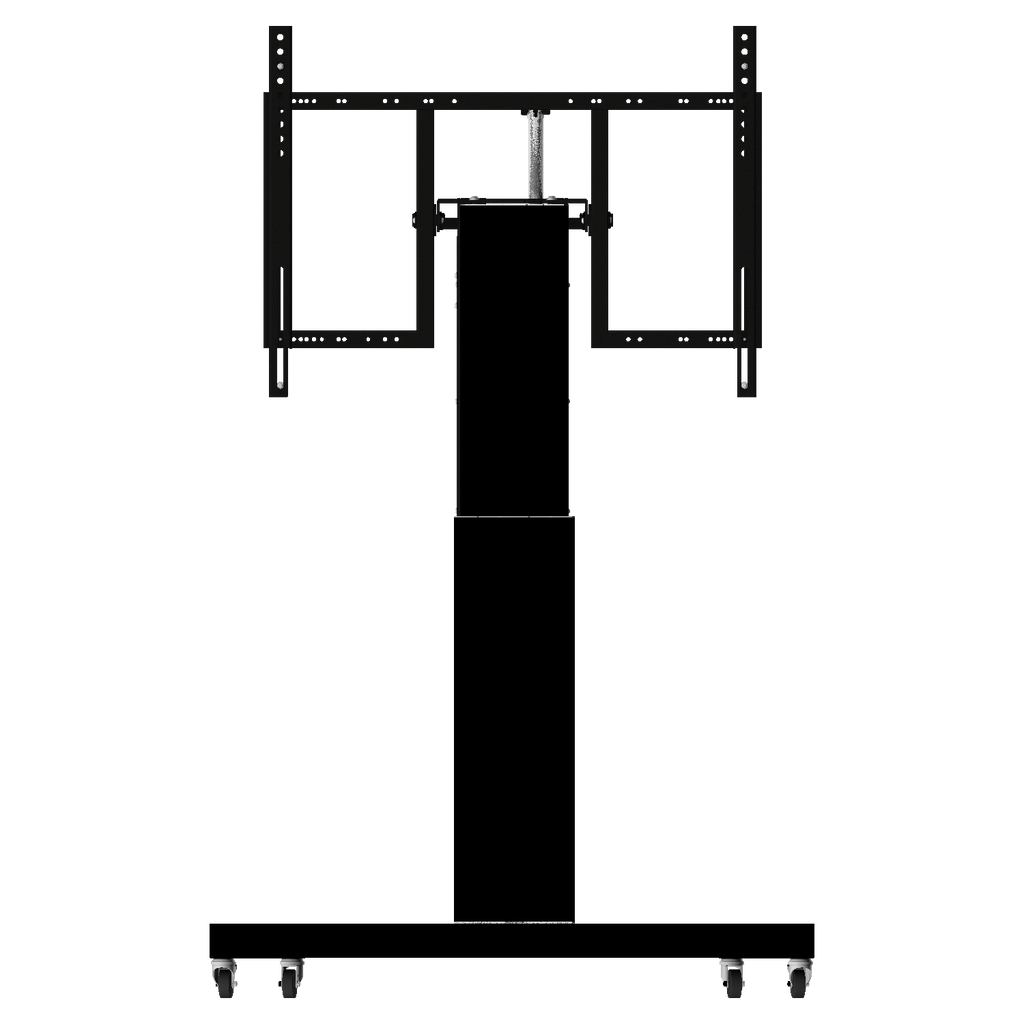 Elektrisch in hoogte verstelbare en kantelbare tv-trolley, verrijdbare monitorstandaard, 50 cm slag