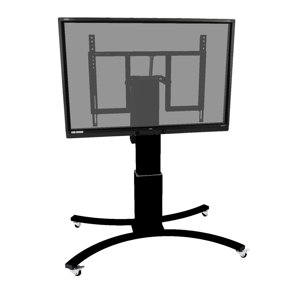 Elektrisch in hoogte verstelbare en kantelbare tv-trolley met 70 cm slag