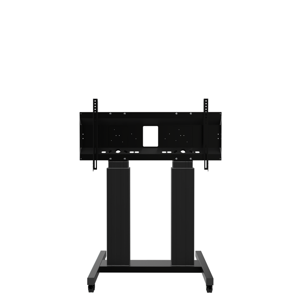 Elektrisch in hoogte verstelbare heavy duty XL tv-trolley, verrijdbaar monitorstatief met 50 cm slag