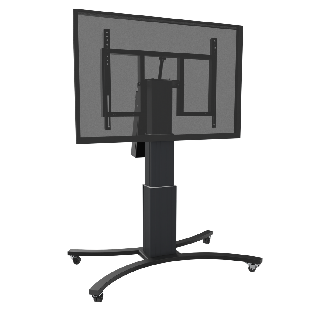 Elektrisch in hoogte verstelbare en kantelbare tv-trolley, verrijdbare monitorstandaard, 70 cm slag