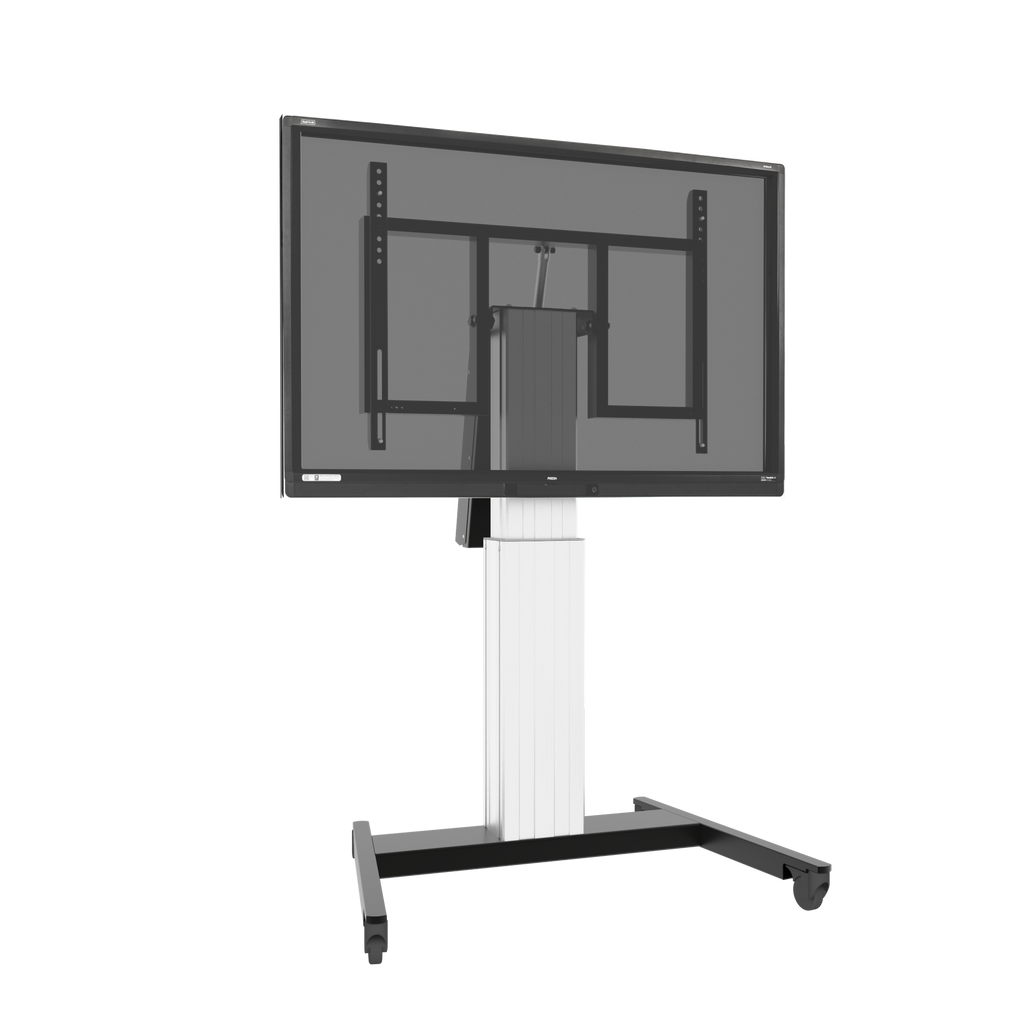 Elektrisch in hoogte verstelbare en kantelbare tv-trolley, verrijdbare monitorstandaard, 50 cm slag