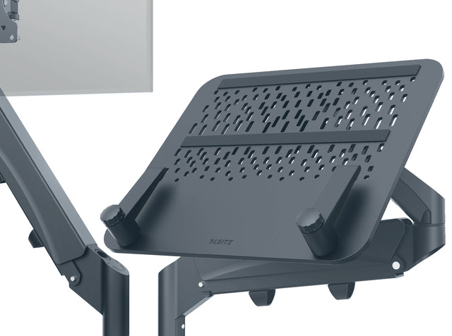 Monitor- en laptoparm Leitz Ergo ruimtebesparend dubbel donkergrijs
