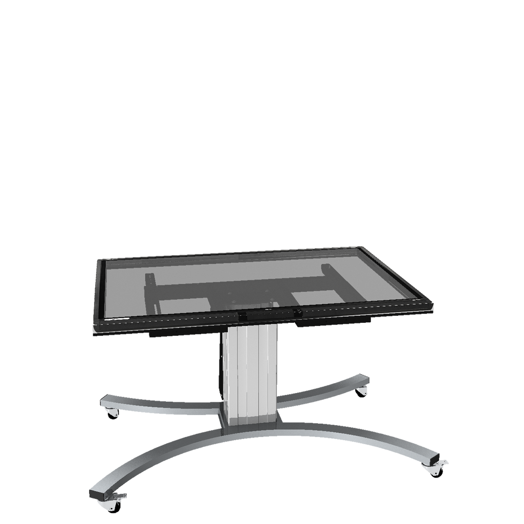 Elektrisch in hoogte verstelbare en kantelbare tv-trolley, verrijdbare monitorstandaard, 70 cm slag