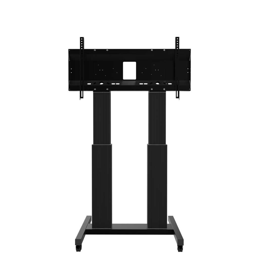 Elektrisch in hoogte verstelbare heavy duty XL tv-trolley, verrijdbaar monitorstatief met 50 cm slag