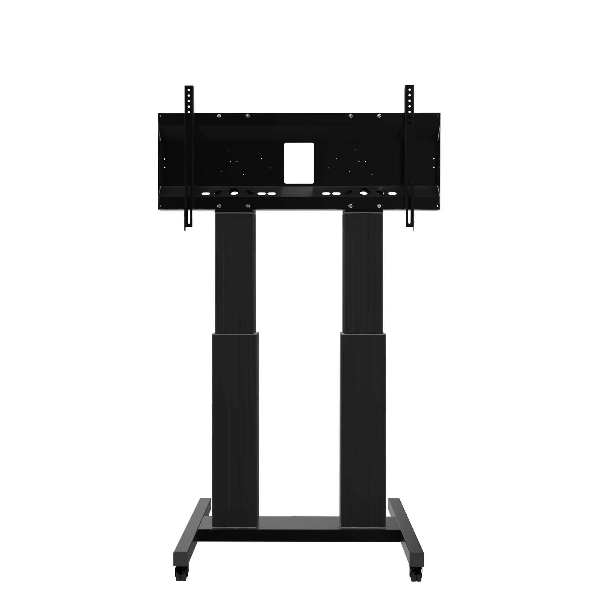 Elektrisch in hoogte verstelbare heavy duty XL tv-trolley, verrijdbaar monitorstatief met 50 cm slag