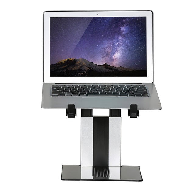 Deskshop Laptopstandaard Neomounts NSLS200 opvouwbaar zwart zilver, verstelbaar en ergonomisch