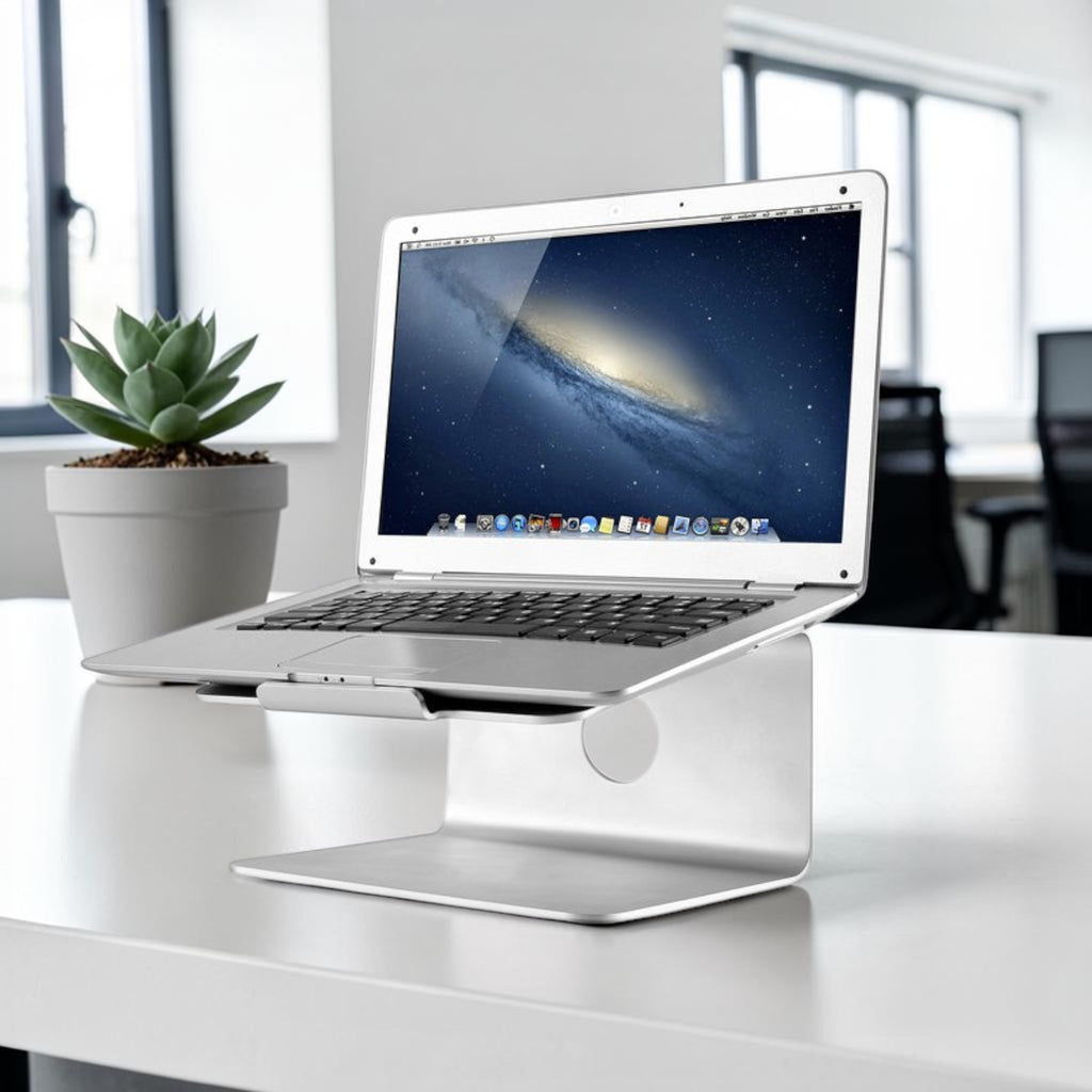 Deskshop laptopstandaard NSLS050 zilver aluminium, voor ergonomisch werken