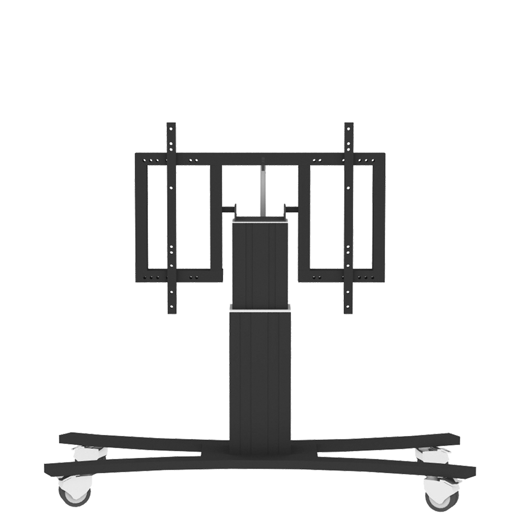Elektrisch in hoogte verstelbare en kantelbare tv-trolley, verrijdbare monitorstandaard, slag 28 cm