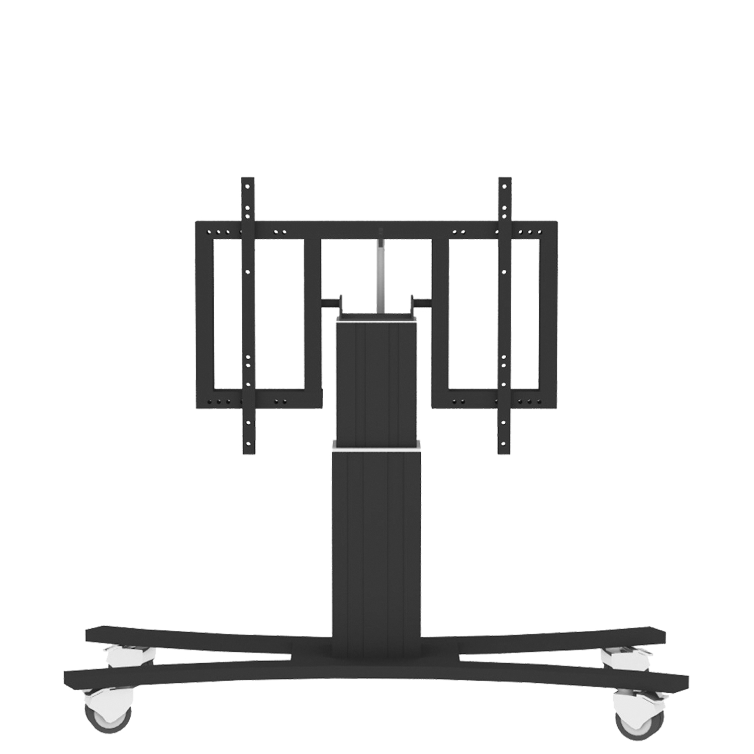 Elektrisch in hoogte verstelbare en kantelbare tv-trolley, verrijdbare monitorstandaard, slag 28 cm