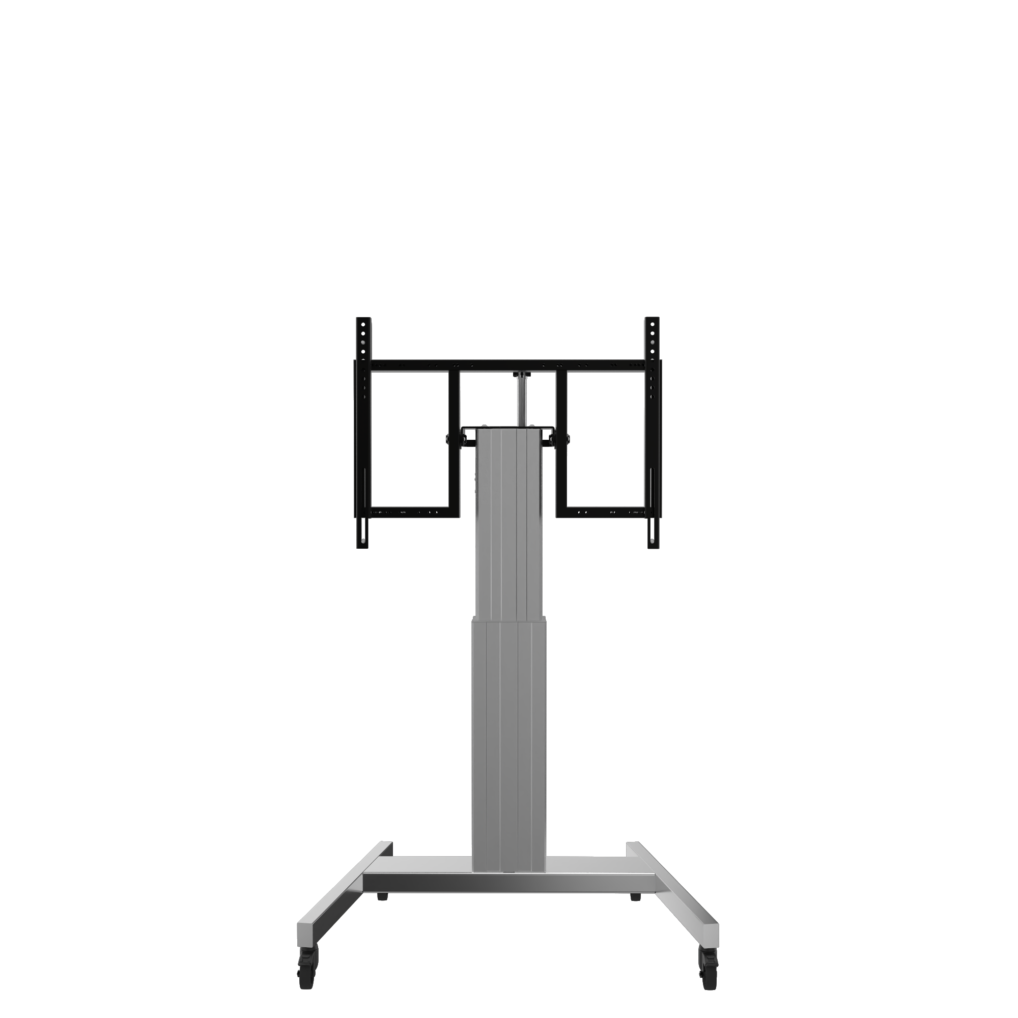 Elektrisch in hoogte verstelbare en kantelbare tv-trolley, verrijdbare monitorstandaard, 50 cm slag