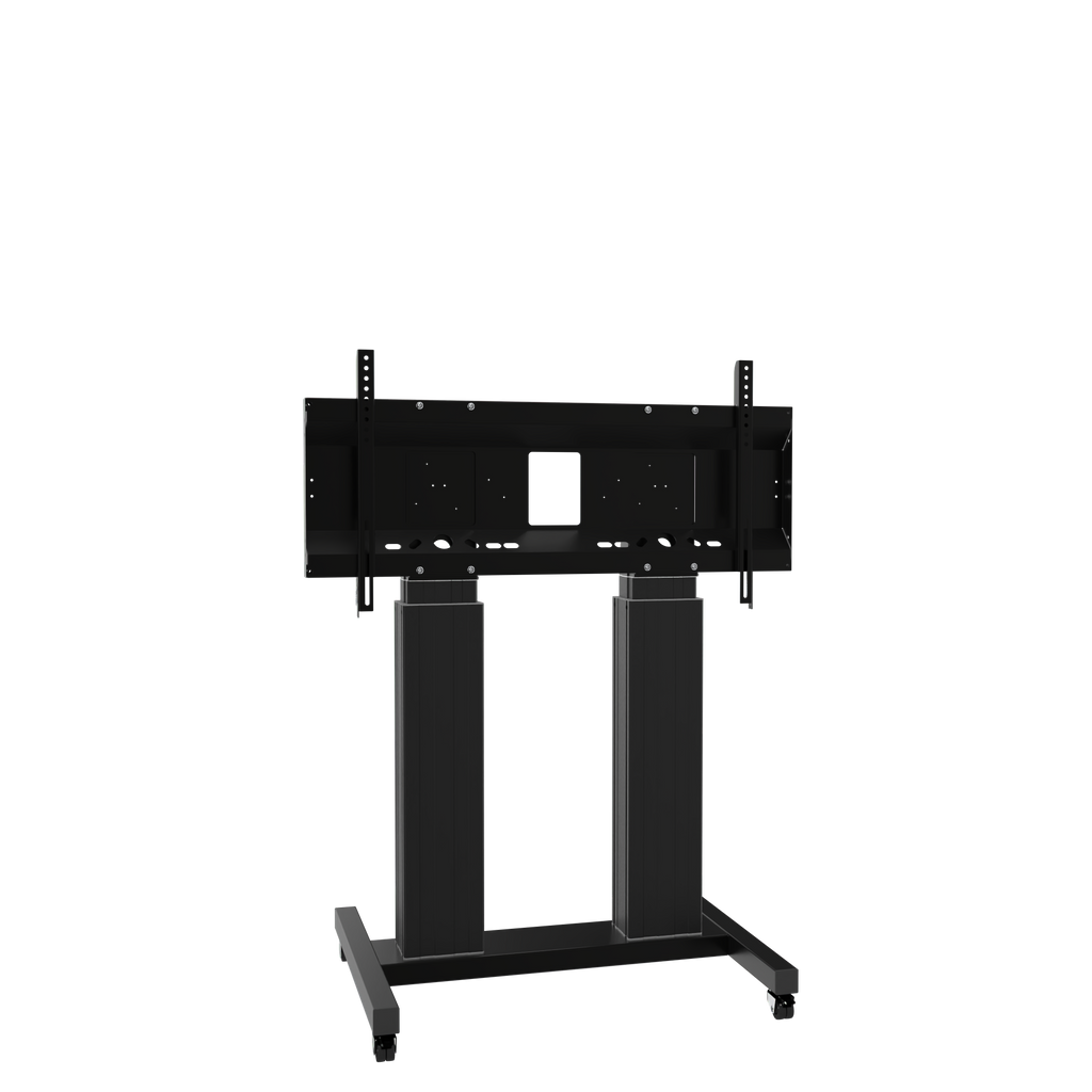 Elektrisch in hoogte verstelbare heavy duty XL tv-trolley, verrijdbaar monitorstatief met 50 cm slag