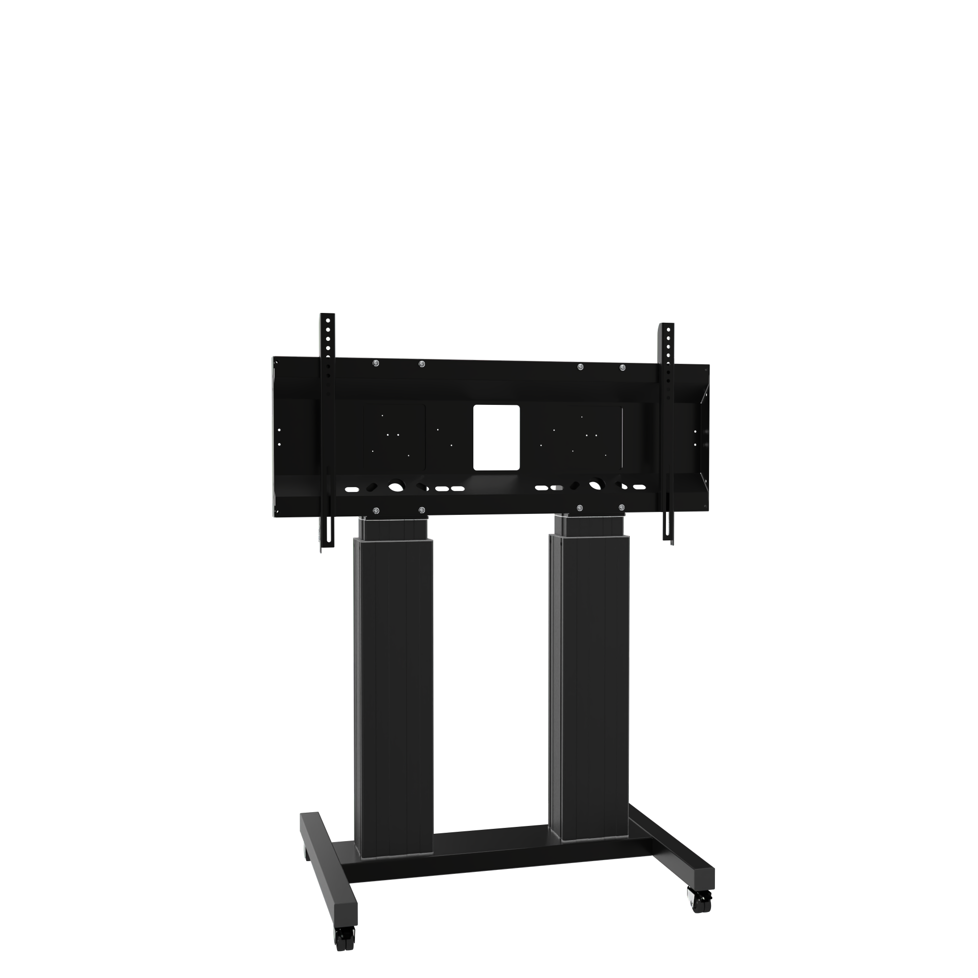 Elektrisch in hoogte verstelbare heavy duty XL tv-trolley, verrijdbaar monitorstatief met 50 cm slag