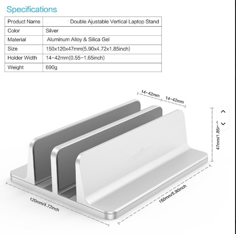Verstelbare Laptophouder grijs